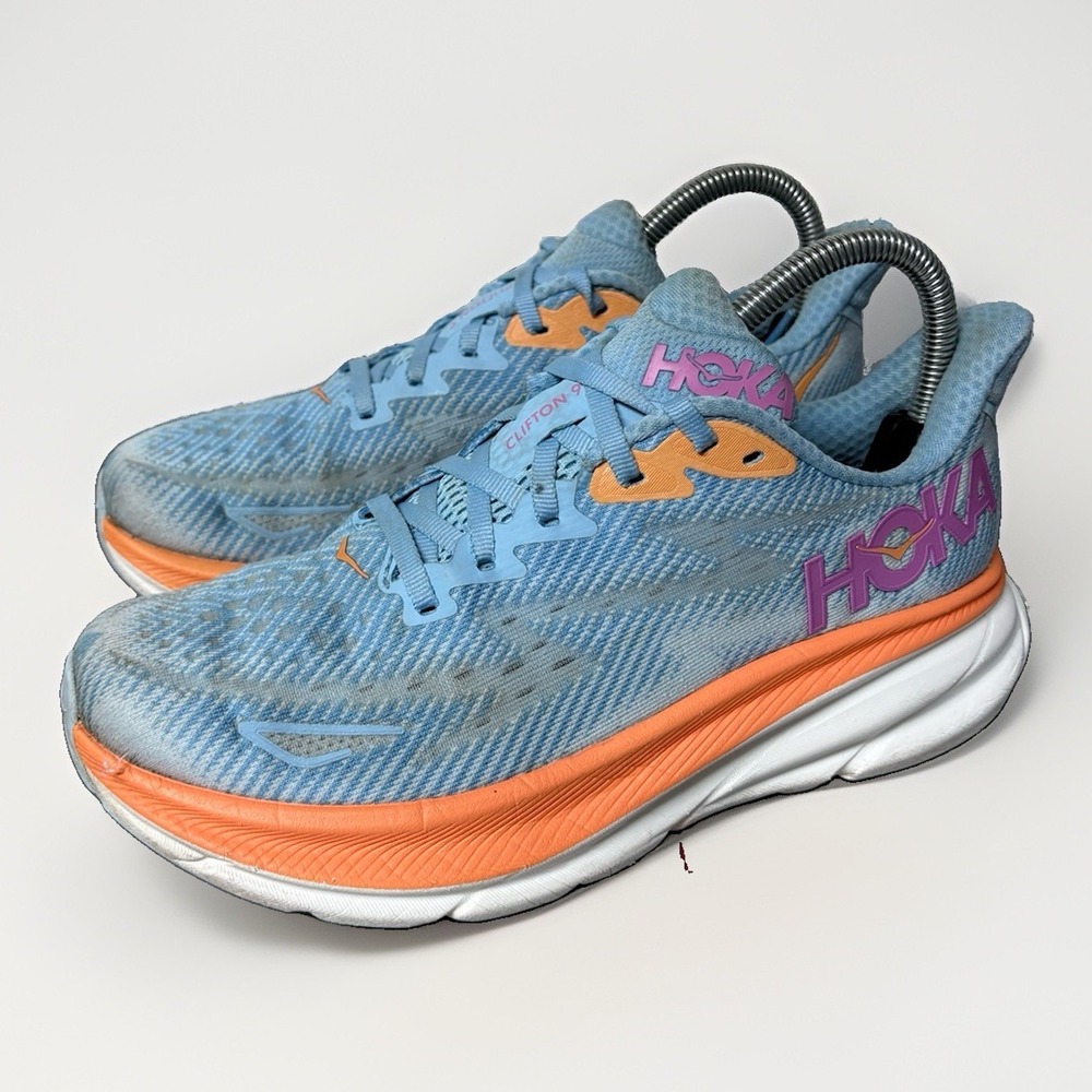 Hoka Clifton 9 Airy Blue Ice Water Running Shoes 1127896 ABIW Women's Size 6.5B